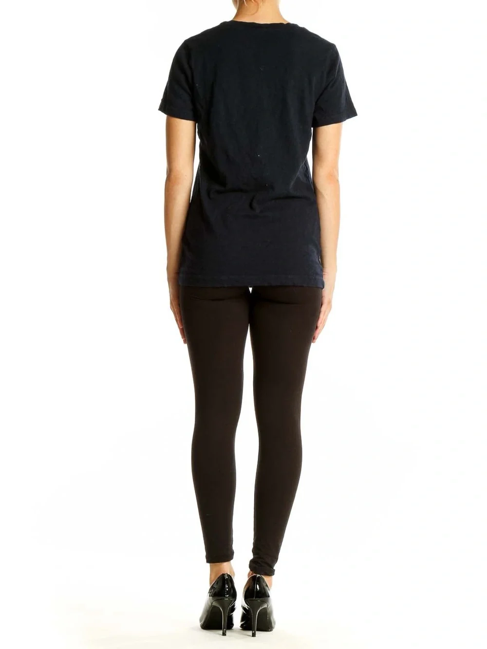 J. Crew Navy Blue Graphic Chain Necklace T-Shirt Size Small | Short Sleeve Tee